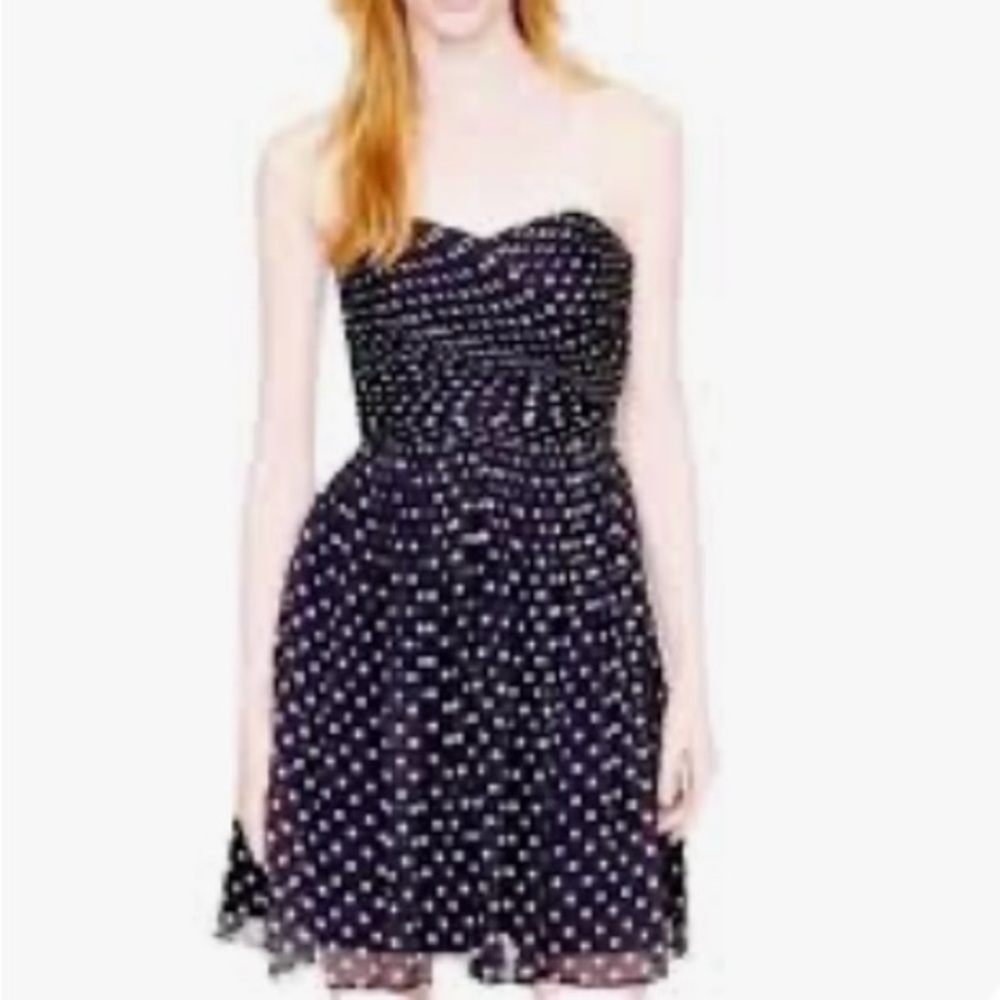 J. Crew Silk Polka Dot Strapless Dress, Size 0